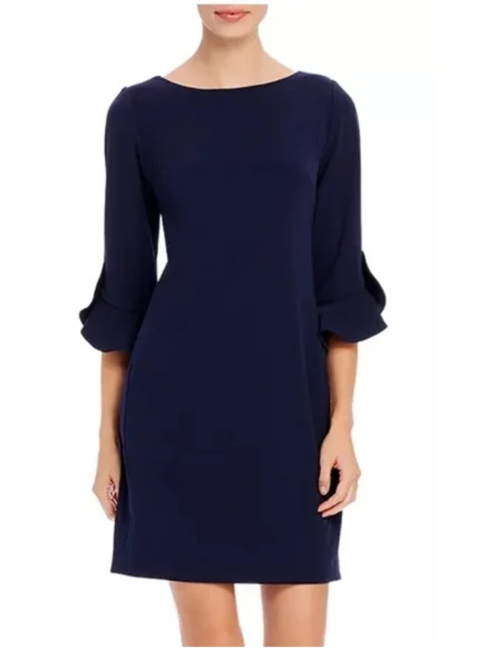 KARL LAGERFELD Navy Ruffle Sleeve Shift Dress